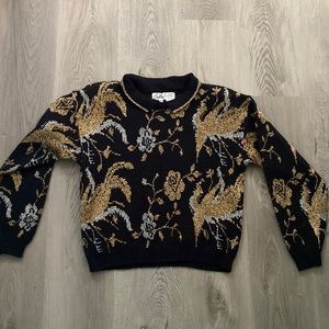 Black/gold/silver VINTAGE women’s sweater, size L. Brand: Cristina